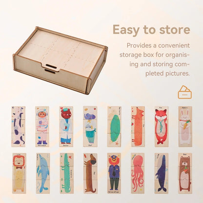 Wooden Puzzle 48PC Board Games Cartoon Animal Creative Puzzle Montessori Education Wooden Toys 3D Puzzles Learning Toy Baby Gift