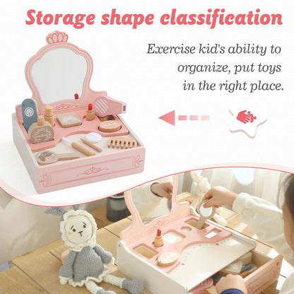 Wooden Makeup Set Play House Toys Children Simulation Dressing Table Makeup Toys Girls Small Princess Set Cosmetics Toy Girl Toy