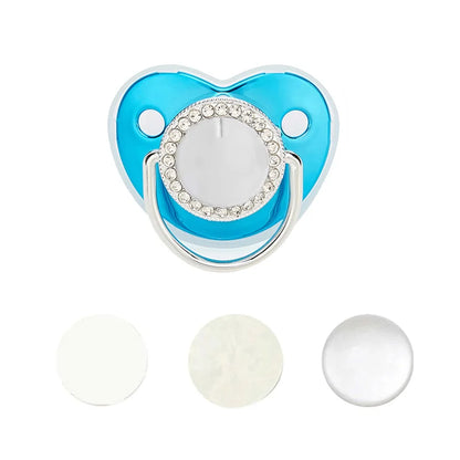Newborn Blank Baby Pacifier Rhinestone Silicone Infant Teethers Baby Shower Gifts BPA Free Baby Soother Dummy for 0-24M