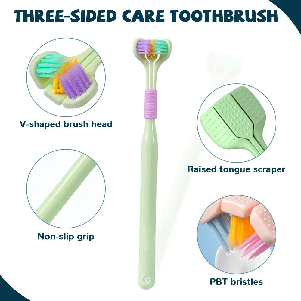 Three-Sided Soft Hair Toothbrush