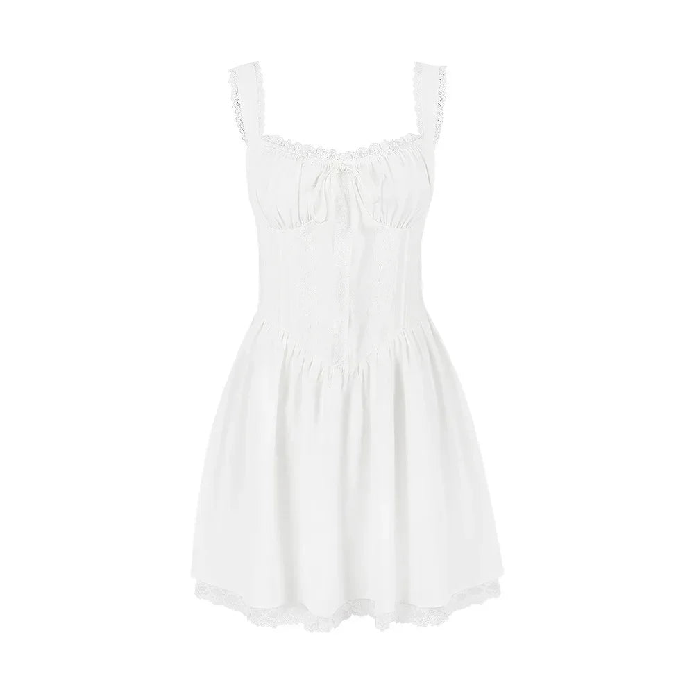 Spaghetti Strap A-Line White Mini Dress