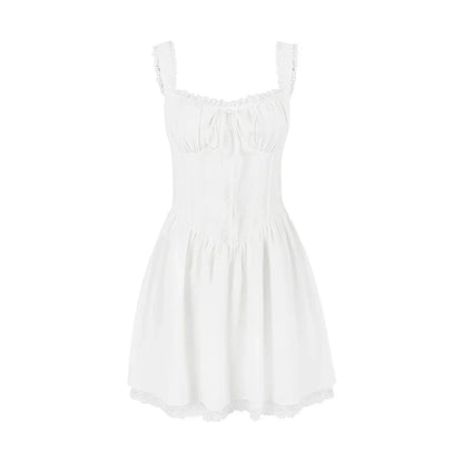 Spaghetti Strap A-Line White Mini Dress