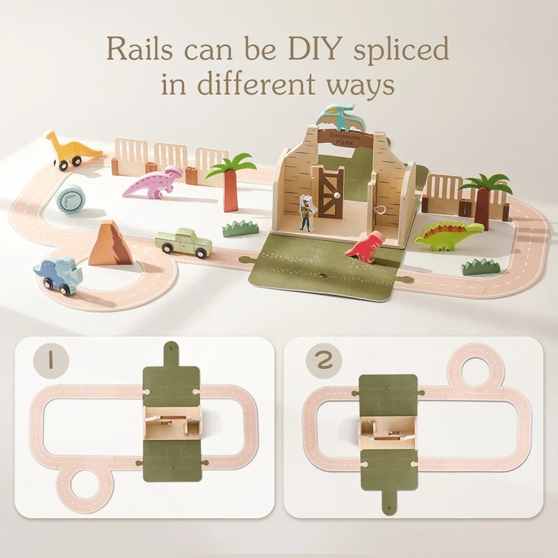Wooden Block Dinosaur Scene Toys Montessori Children Play Toys Baby Shape Pairs Multiple And Functional Toy Baby Decoration Gift