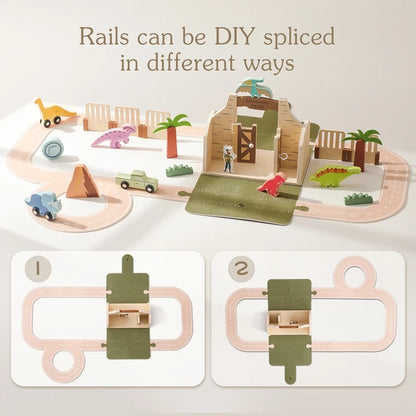 Wooden Block Dinosaur Scene Toys Montessori Children Play Toys Baby Shape Pairs Multiple And Functional Toy Baby Decoration Gift