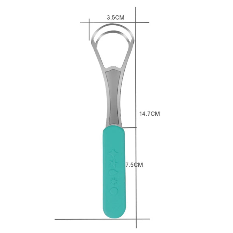 1Pcs Portable Single/Double Layer Tongue Scraper Reusable Stainless Steel Oral Mouth Brush Case Non-slip Handle Tongue Scraper