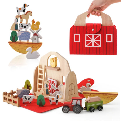 Baby Farm Animal Stacking Wooden Block Toy Montessori Educational Toy Novel Wooden Montessori Educational Toy Christmas Gift Kid