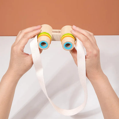 Baby Wooden Cute Telescope Camera Fixing Device Toddler Play Gym Teether Crib Toy Organic Teether Pendant For Children Gift