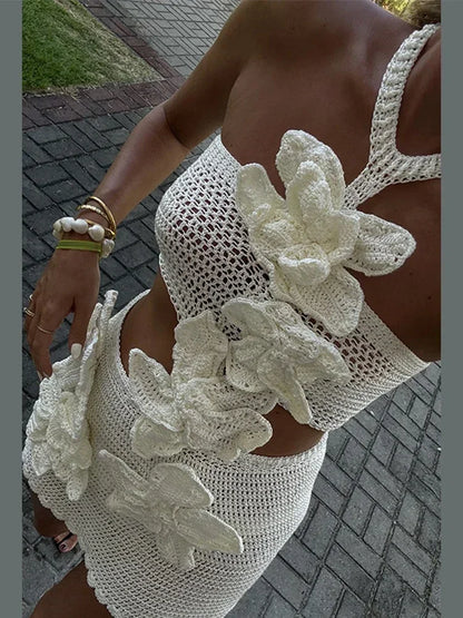 Summer Knit Halter Mini Dress