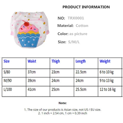 4 Pcs/Lot Baby Diapers Children Reusable Underwear Breathable Cover Cotton Training Pants Choose Design HTRX0015