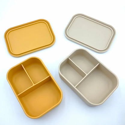 Personalized Name Bento Lunch Box Silicone 3-compartment Lunch Box Baby Food Container Leakproof Portable Picnic Lunch Box