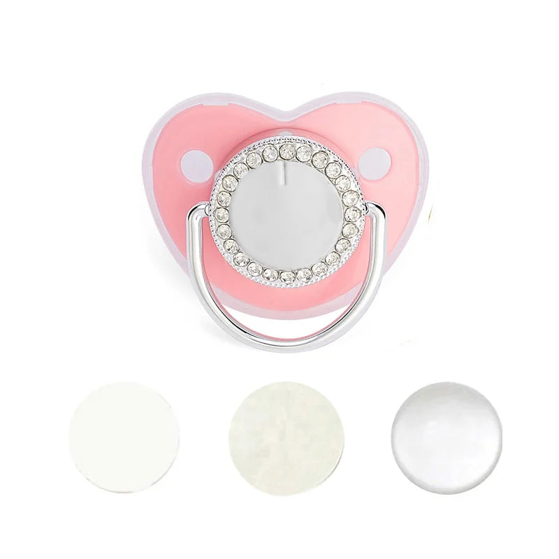 Newborn Blank Baby Pacifier Rhinestone Silicone Infant Teethers Baby Shower Gifts BPA Free Baby Soother Dummy for 0-24M