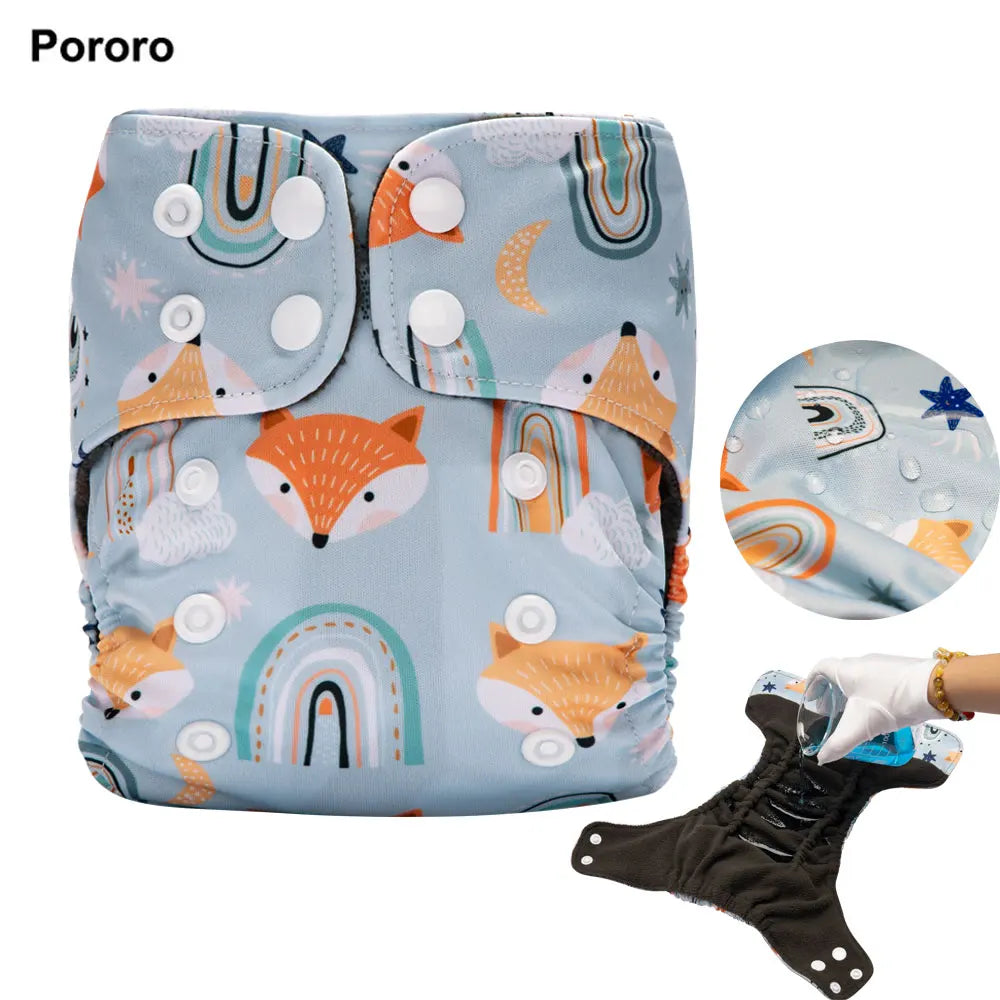 Pororo newborn diapers washable reusable waterproof diaper for newborns 0-3 months bamboo charcoal double inner gusset Baby item