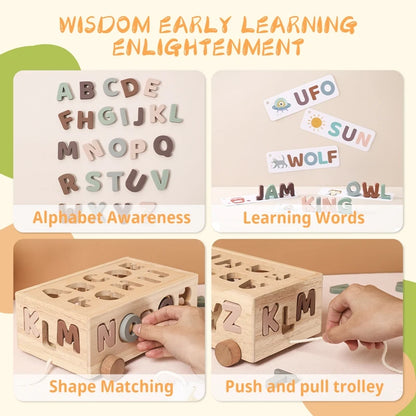 Montessori Puzzle Education Stacking Toy Silicone Letter Car Geometric Shape Shape Matching Toys Kid Early Educational Game Gift