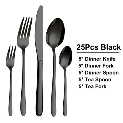 Black Stainless Steel Set | Best Tableware Cutlery Set 