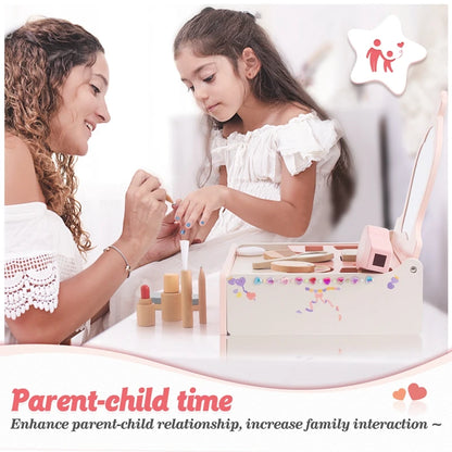 Wooden Makeup Set Play House Toys Children Simulation Dressing Table Makeup Toys Girls Small Princess Set Cosmetics Toy Girl Toy