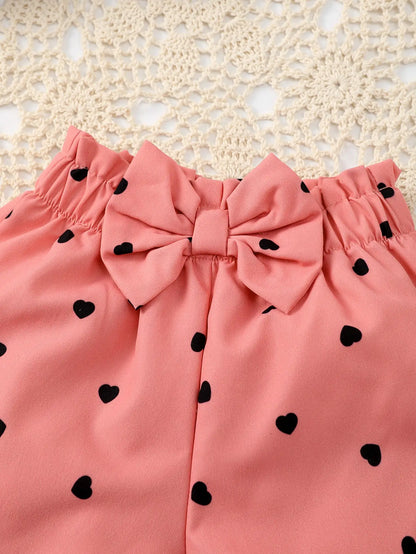 Summer Baby Girl Suit Short-Sleeved Shorts Bow Fashion Children's Clothing 6m-3y
