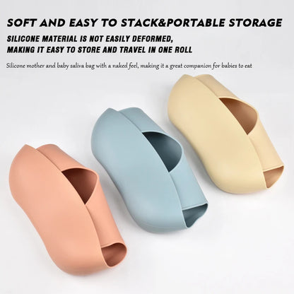 Baby Silicone Bib Waterproof Soft Solid Color 4-speed Adjustable Bibs Newborn Lunch Feeding Saliva Pocke Kids Eating Accessories