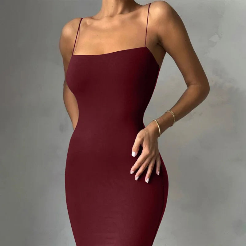 Black Spaghetti Strap Bodycon Dress