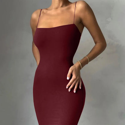 Black Spaghetti Strap Bodycon Dress