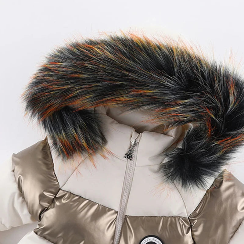 IYEAL Fur Hooded Warm Snowsuit Coat Plush Lining Romper Winter Toddler Girls Overalls Baby Boy Jumpsuit Newborn Baby Clothes