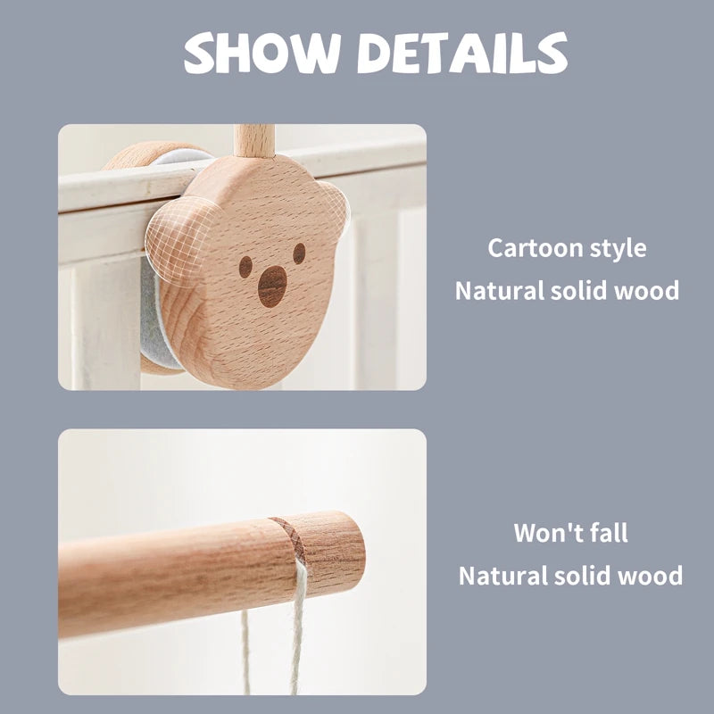 Baby Wooden Rattles Bracket Set Infant Crib Mobile Bed Bell Bracket Protection Newborn Music Box Bed Bell Toy Holder Arm Bracket