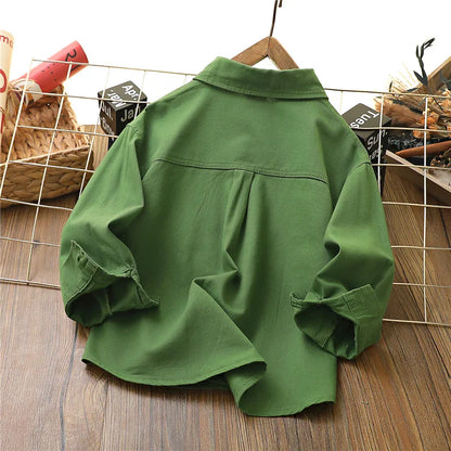 IYEAL 2024 Boys' Spring Clothes Korean Children's Tops Clothing Cotton Long Sleeved Collar Shirts For Kids Boys Wear 3-12 Years