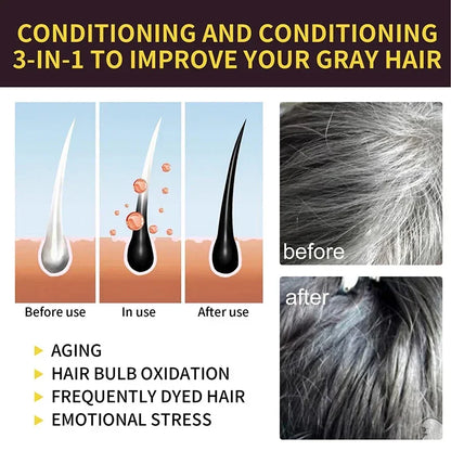 100ml 3 in 1 Hair Dye Shampoo Health Natural Herbal ingredients Permanent Dark Brown Black Shampoo for Women & Men Grey Coverage