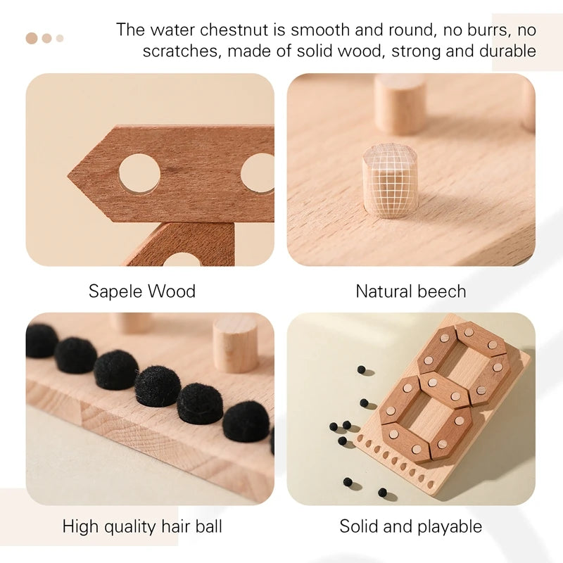 Montessori Wooden Puzzle Sensory Toy Math Number Shape Toy Counting Educational Toy 3D Puzzle Party Favors Hand Eye Develop Gift