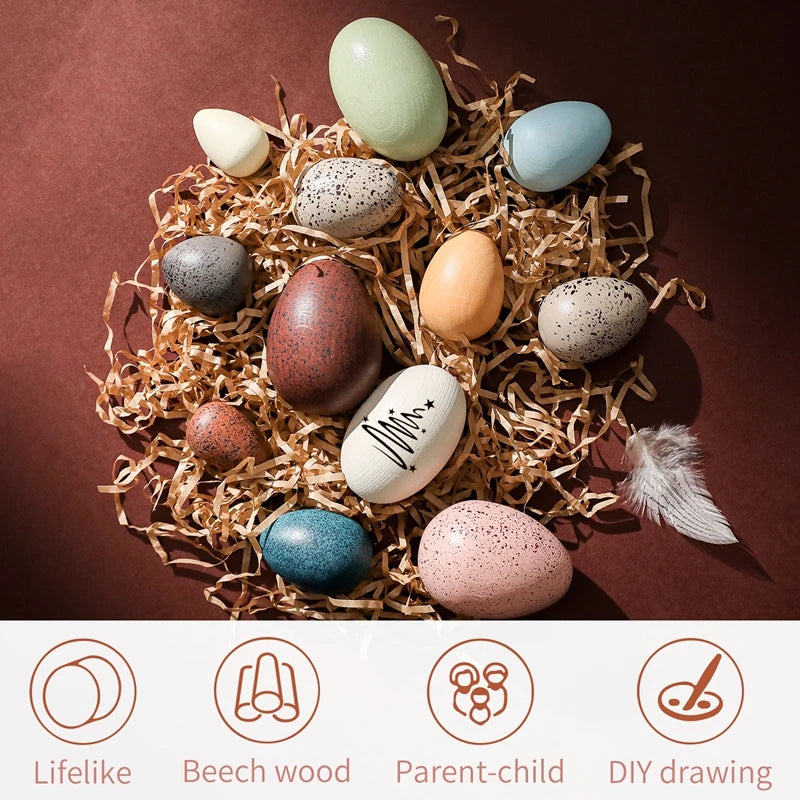 Baby Wooden Color Artificial Egg Toys Shaker Sand Hammer Toy Handmade DIY Montessori Toy Creative Building Blocks Place Toys Kid