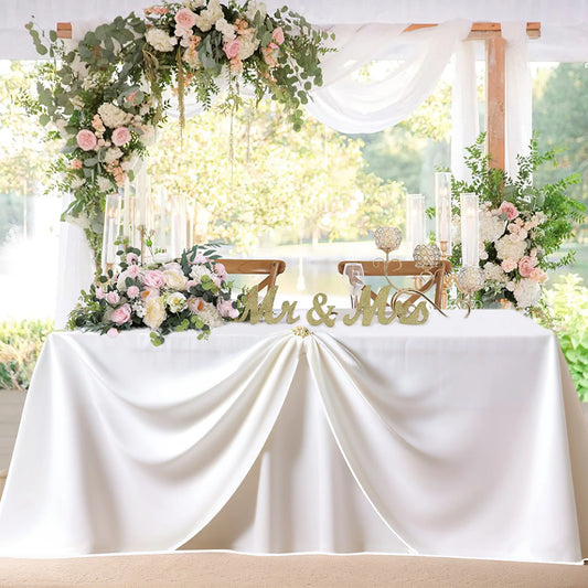 6Pcs Wrinkle Resistant Washable Polyester Table Cover and White Tablecloth Rectangle Table Cloth Stain for Dining Table Decor