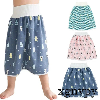 xgnvpy Baby Waterproof Diaper Pants Skirt Potty Training Comfy Shorts Sleepwear Bedclothes for Boys Girls
