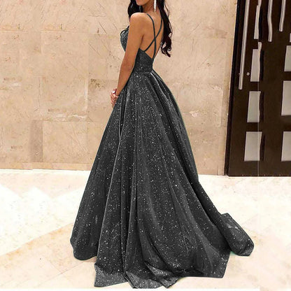 Elegant Backless Sequin Party Dress