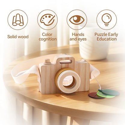 Wooden Baby Montessori Camera Block Puzzle Busy Board Toys Kids Hanging Camera Photography Decoration Educational Toys Baby Gift