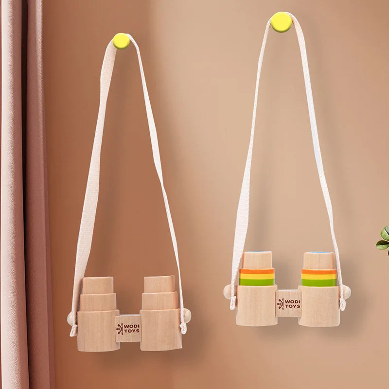 Baby Wooden Cute Telescope Camera Fixing Device Toddler Play Gym Teether Crib Toy Organic Teether Pendant For Children Gift