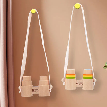 Baby Wooden Cute Telescope Camera Fixing Device Toddler Play Gym Teether Crib Toy Organic Teether Pendant For Children Gift