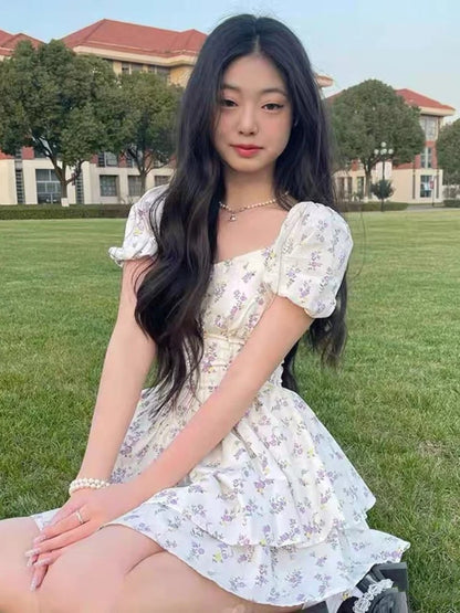 Floral Sweet Puff Sleeve Dress