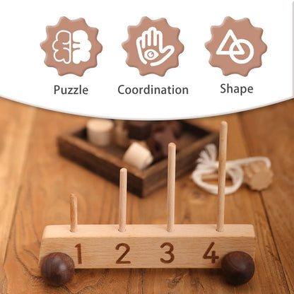 Wooden Building Blocks Interactive Toy Car for Kids Threading Montessori Toys Early Educational Game Toys Gift For Children Play
