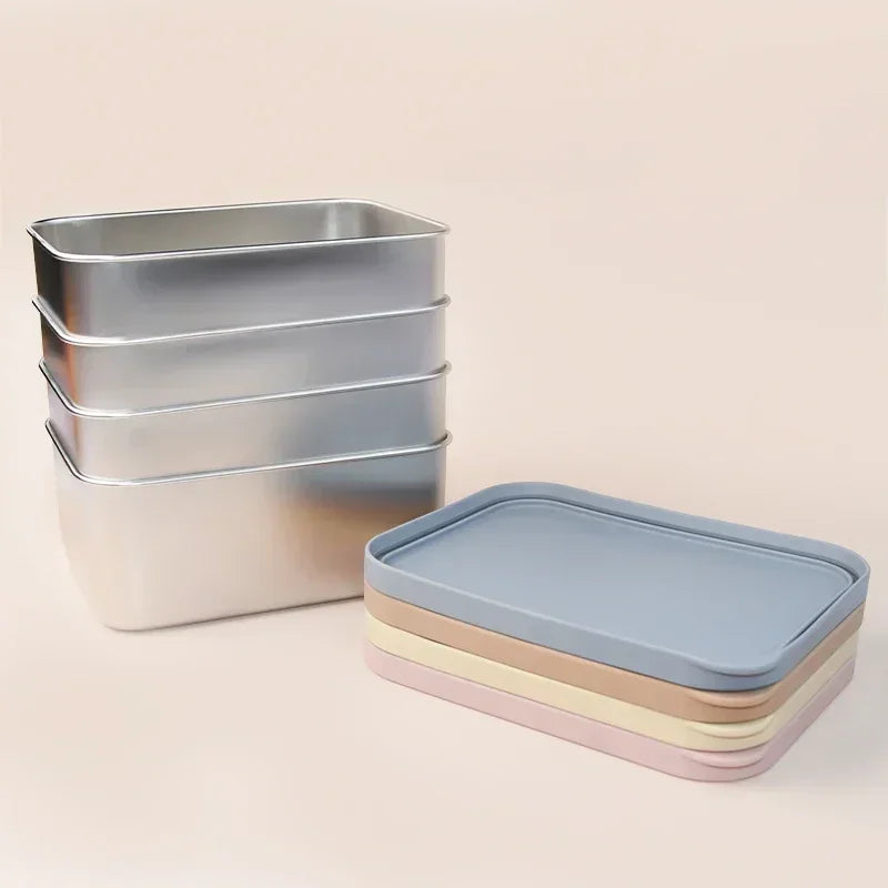 Stainless Steel Lunch Box Environmentally Friendly Food Grade Bpa Free Leakproof Children's Lunch Box Silicone Lid Lunch Box