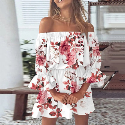 Boho Off-Shoulder Floral Mini Dress