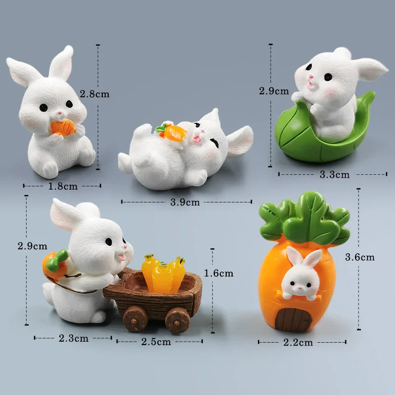 2024 Hot Easter Christmas Rabbit Figurine Landscape Home Kawaii Room Decor Miniature Fairy Garden Decoration Accessories Modern