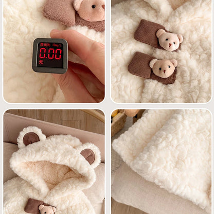IYEAL Winter Baby Cute Cloak New Baby Clothing Baby Thickened Cloak Winter Cartoon Hooded Ears Warm Plus Fleece Coat