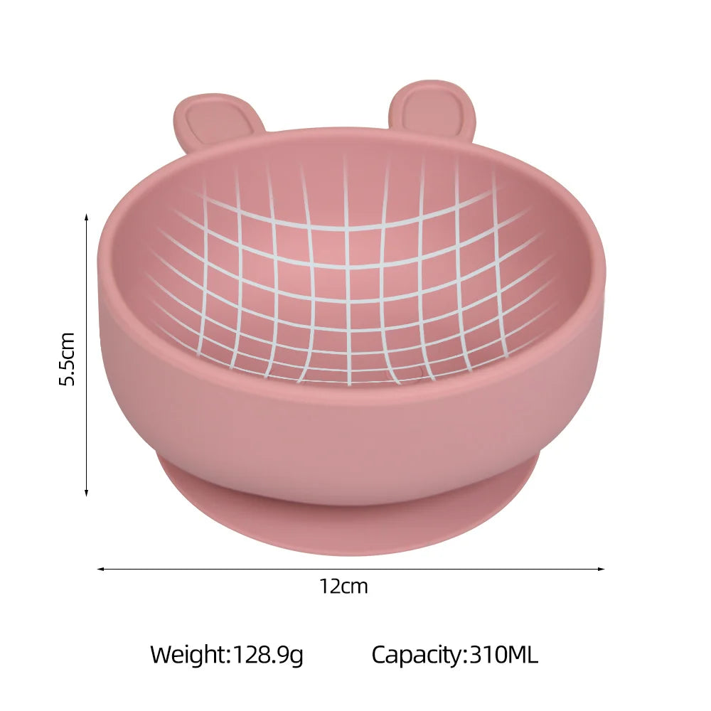 BPA Free Silicone Dishes for Baby 2Pcs/1Set Silicone Baby Feeding Bowl Tableware Waterproof Spoon Non-Slip Crockery Bowl