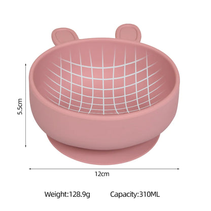 BPA Free Silicone Dishes for Baby 2Pcs/1Set Silicone Baby Feeding Bowl Tableware Waterproof Spoon Non-Slip Crockery Bowl
