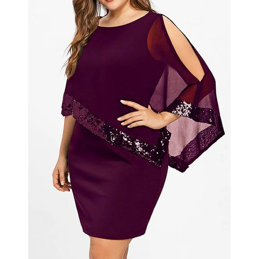 Plus Size Sequin Off-Shoulder Dress