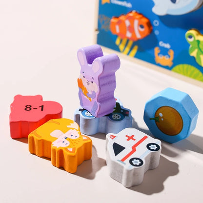 Wooden Montessori Toys Baby Maze Circles Around Beads Abacus Shape Pairing Puzzle Early Learning Educational Blocks Toy Kid Gift