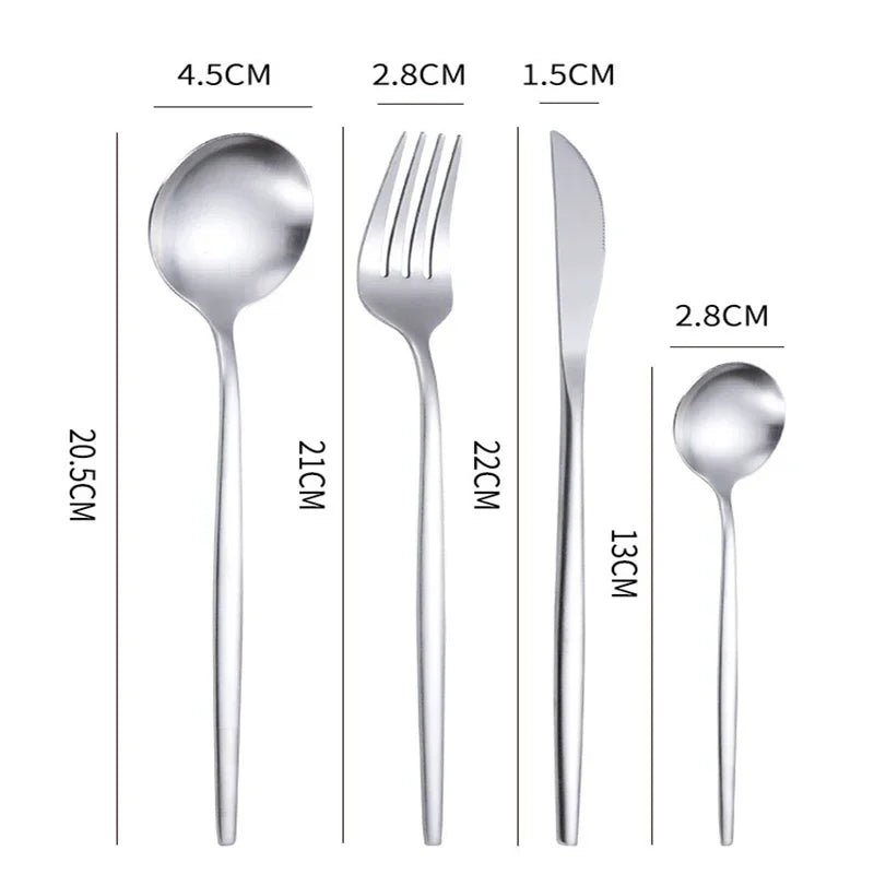 24Pcs Stainless Steel Dinnerware Set Black Gold Cutlery Spoon Fork Knife Western Cutleri Silverware tableware Set Supplies