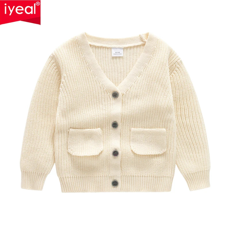 IYEAL Baby Sweater Baby Boys Girls Knitted Cardigan Autumn/Winter Coat Pure Cotton V-Neck Baby Sweater Coat