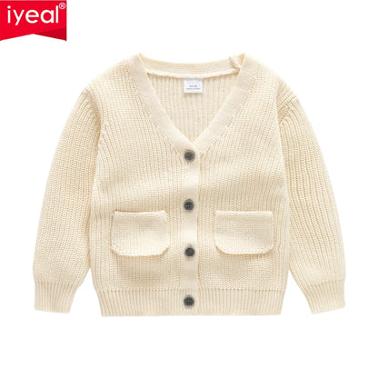 IYEAL Baby Sweater Baby Boys Girls Knitted Cardigan Autumn/Winter Coat Pure Cotton V-Neck Baby Sweater Coat