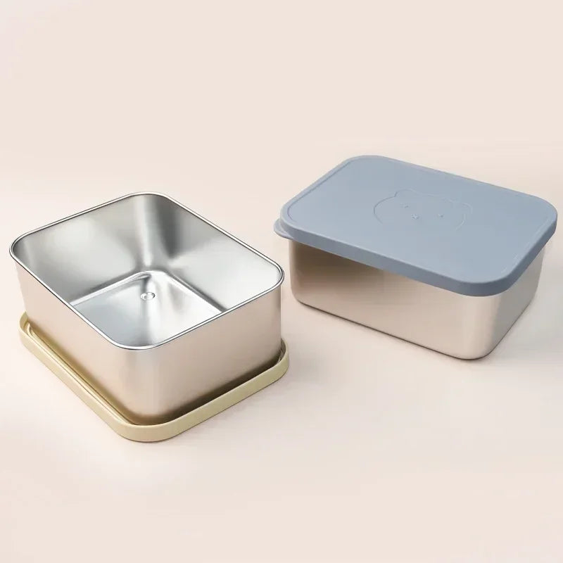 Stainless Steel Lunch Box Environmentally Friendly Food Grade Bpa Free Leakproof Children's Lunch Box Silicone Lid Lunch Box