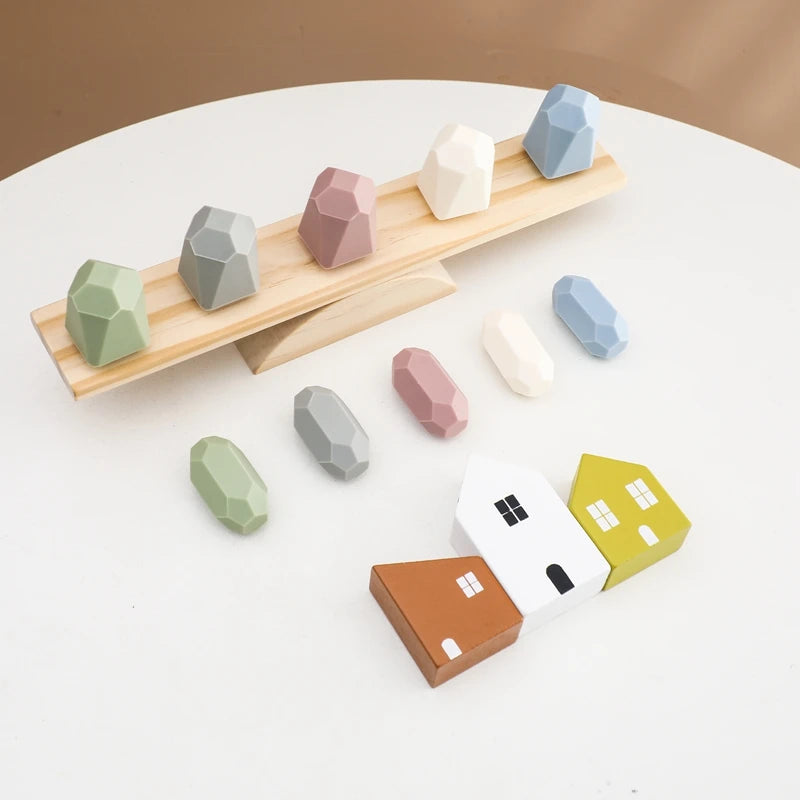 Montessori Silicone Baby Balance Blocks Block Toy Food Grade Silicone Stacking Building Category Game Early Educational Kid Gift